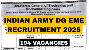 INDUAN ARMY DG EME RECRUITMENT 2025