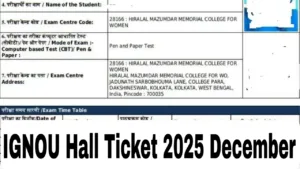 IGNOU Hall Ticket 2025 December