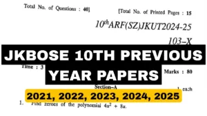 JKBOSE 10TH PREVIOUS YEAR PAPERS