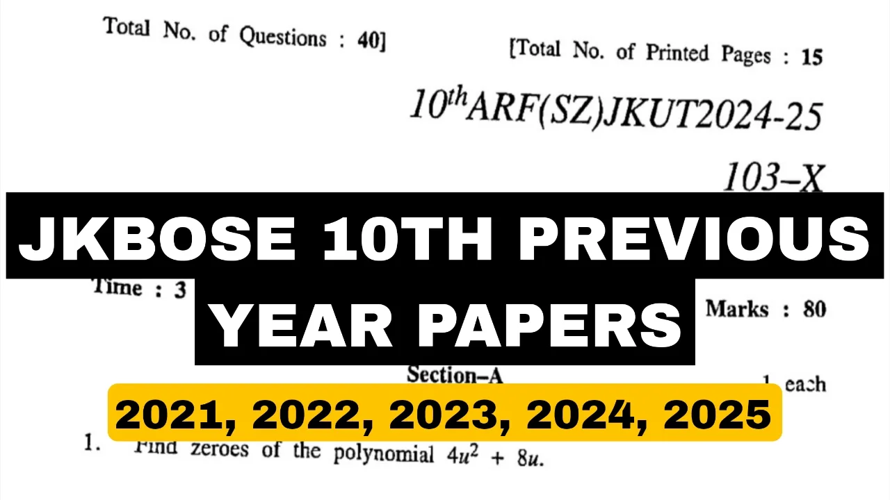 JKBOSE 10TH PREVIOUS YEAR PAPERS