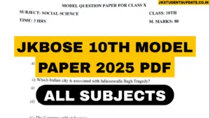 JKBOSE 10th Model Paper 2025 PDF