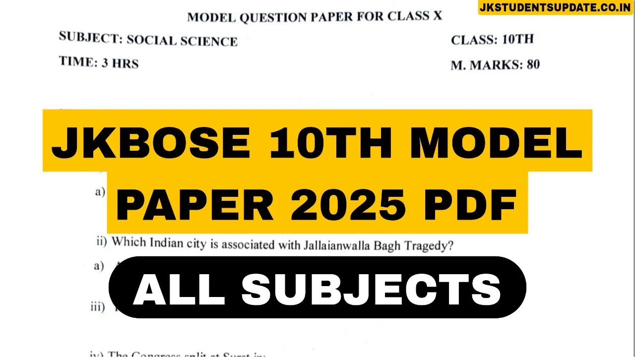 JKBOSE 10th Model Paper 2025 PDF
