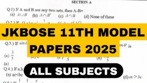 JKBOSE 11TH MODEL PAPERS 2025