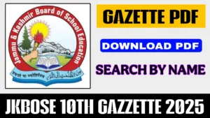JKBOSE Class 10th Gazette 2025 PDF