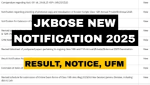 JKBOSE New Notification 2025