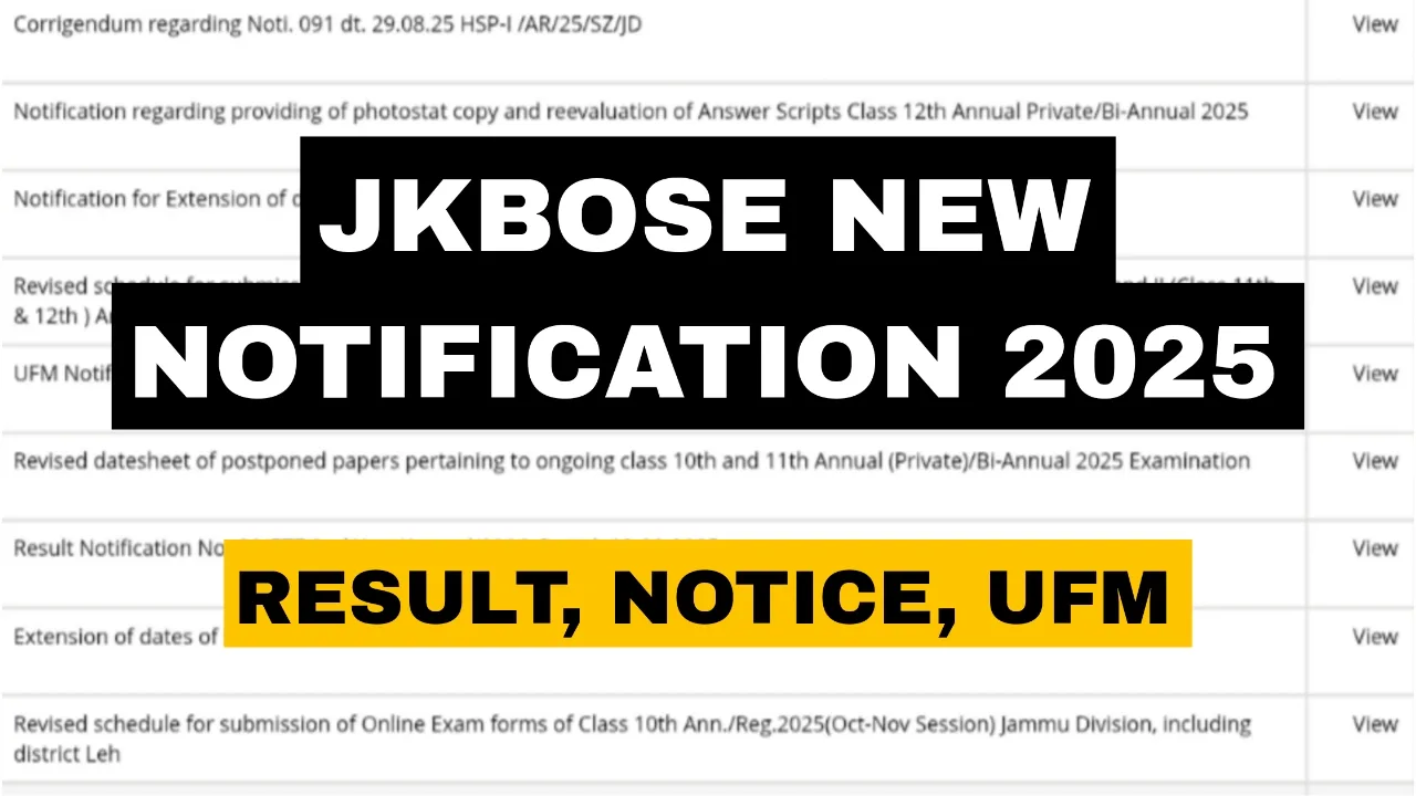 JKBOSE New Notification 2025