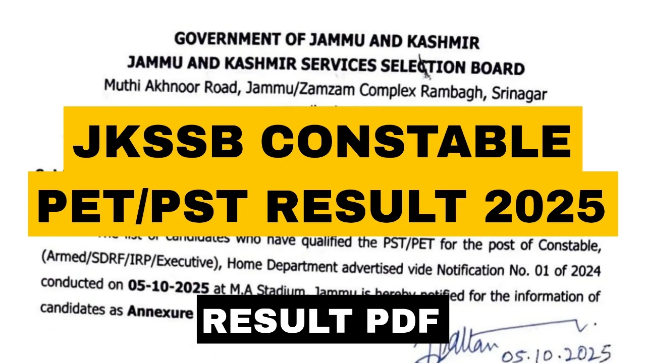 JKSSB CONSTABLE PST PET RESULT 2025