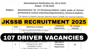 JKSSB Driver Recruitment 2025