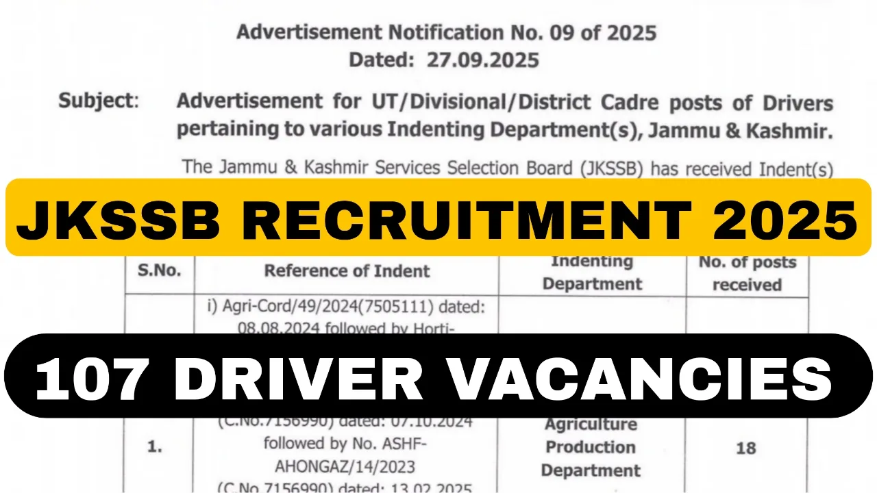 JKSSB Driver Recruitment 2025