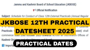 Jkbose Practical Datesheet 12th