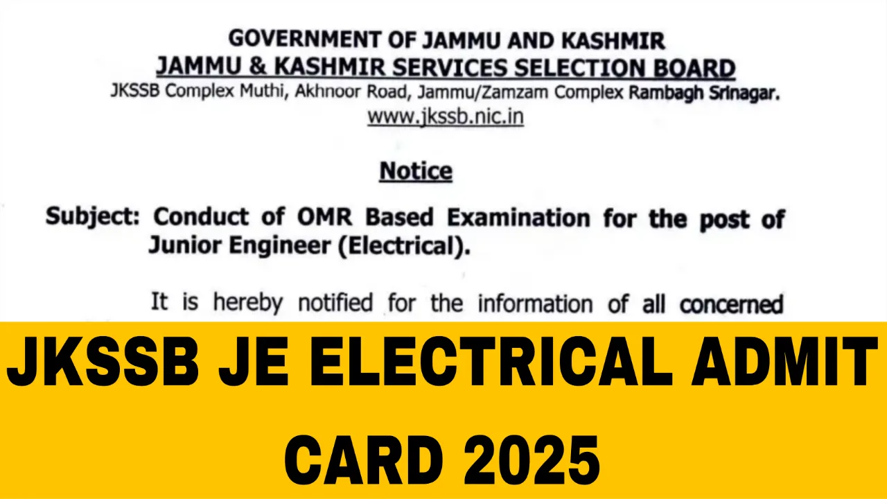 JKSSB JE Electrical Admit Card 2025