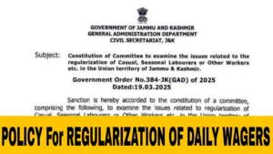 Policy for Regularization of Daily Wagers