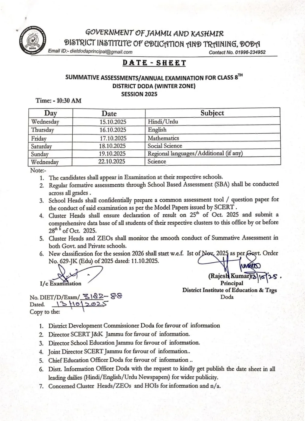 SUMMATIVE ASSESSMENTS ANNUAL EXAMINATION FOR CLASS 8TH DISTRICT DODA (WINTER ZONE) SESSION 2025