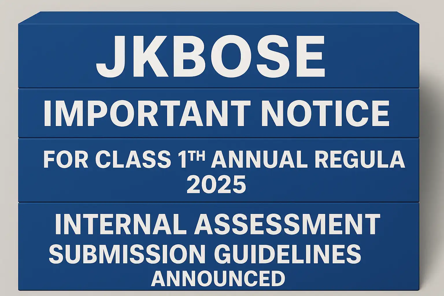 JKBOSE Important Notice for Class 11th Annual Regular 2025