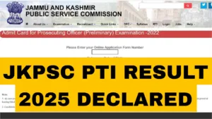 JKPSC PTI Result 2025 Declared