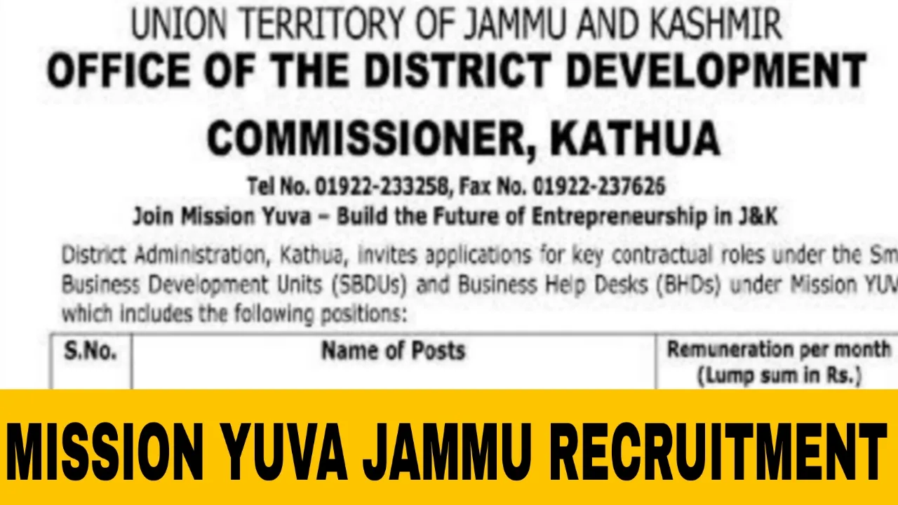 Mission YUVA Jammu Recruitment 2025